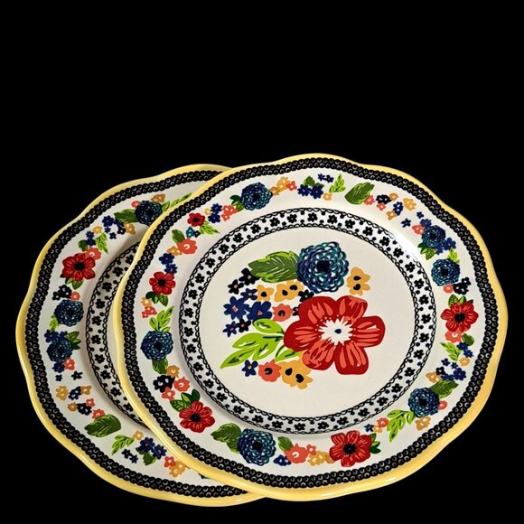 Set of 2 ~ Pioneer Woman Classic Floral Stoneware Dinner Plates ~ - Picture 10 of 11